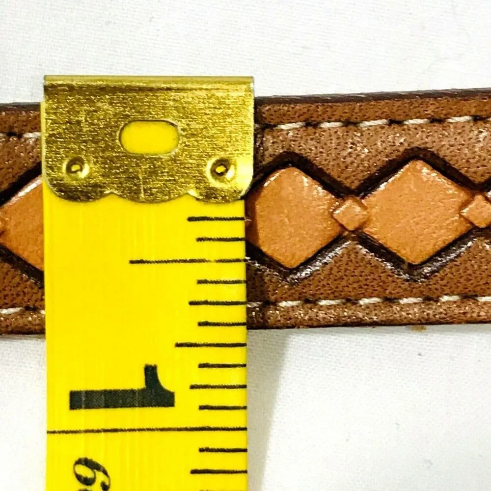 Justin Boots Belt Skinny Leather Tooled 28 Western Fit 23.5-26.5 Cowgirl Diamond